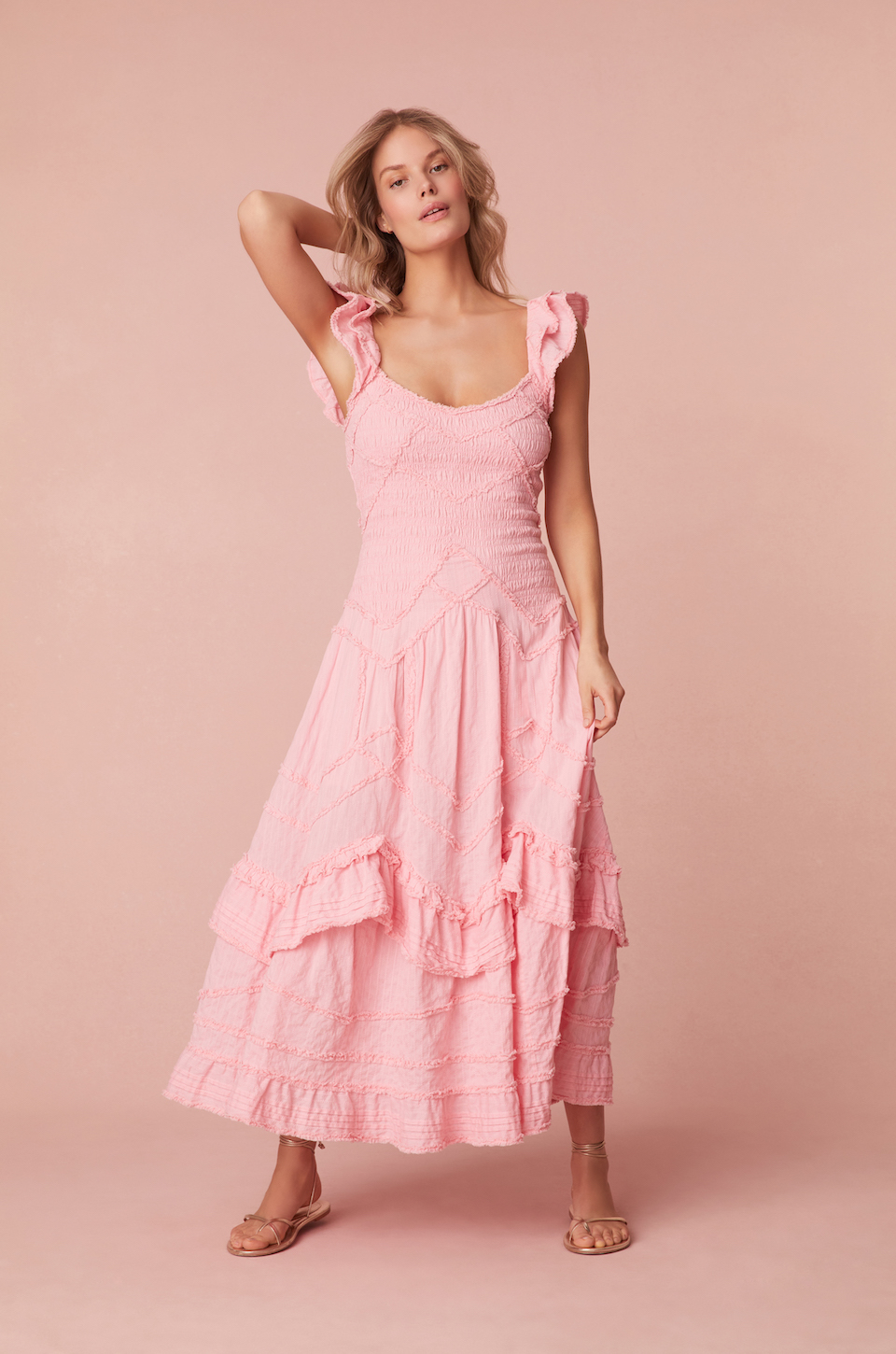 pink maxi cotton dress, shortsleeve maxi dress